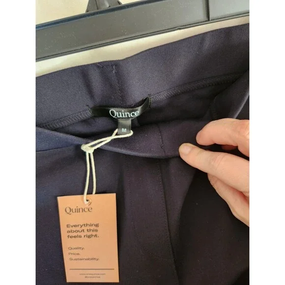 Quince Tall Pants Navy Ultra Stretch Ponte Straight Leg Pull On Pants Med TALL - Picture 2 of 8